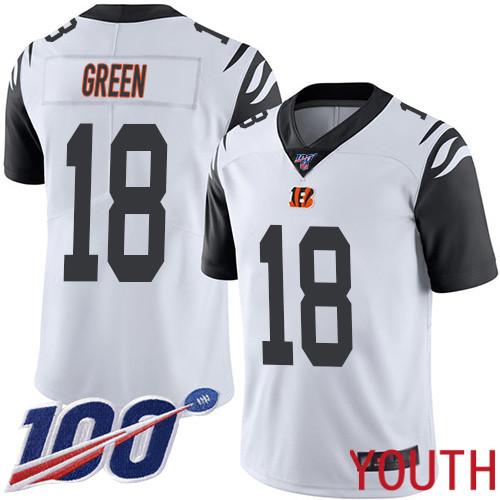 Cincinnati Bengals Limited White Youth A J Green Jersey NFL Footballl 18 100th Season Rush Vapor Untouchable